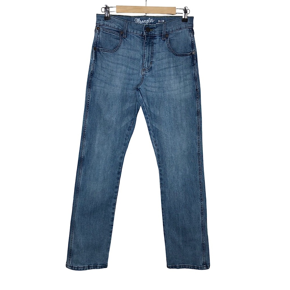 Wrangler Cotton Blend Light‎ Wash Men's Retro Slim Fit Straight Leg Jeans 29/30